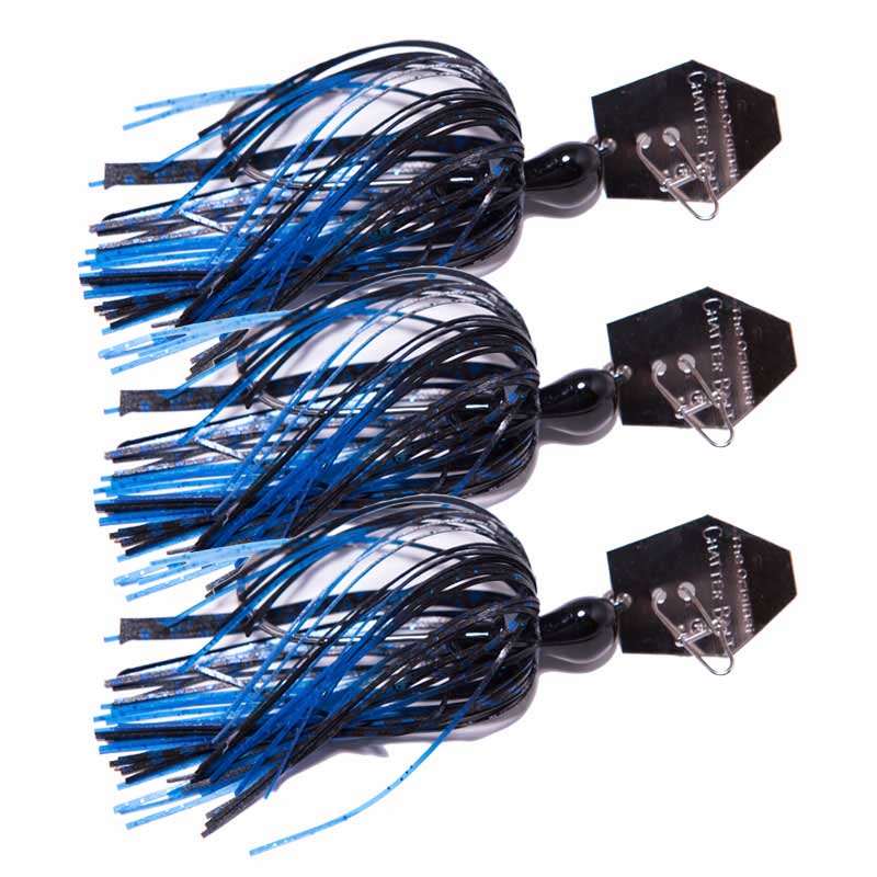 1/2oz Bladed Jig Chatterbait Custom Lot Of 3 Black And Blue
